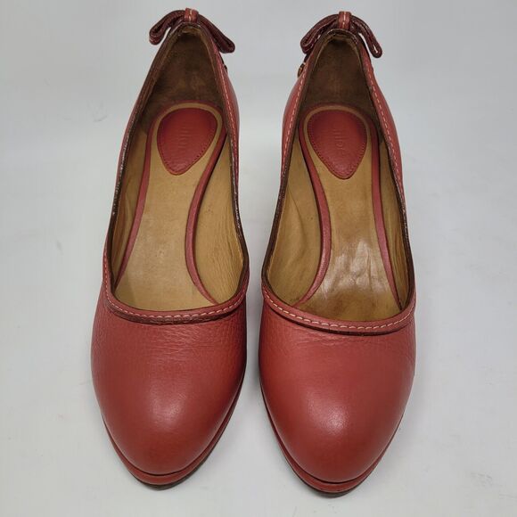 Chloe Italy Red High heel Pump EU Sz 38 US 7.5 UK 5 Style CH19165 Retail $690+ - Picture 3 of 8